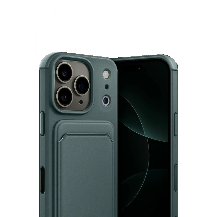 Apple iPhone 17 Pro Max Kelvin Kartvizitli Silikon - Koyu Yeşil