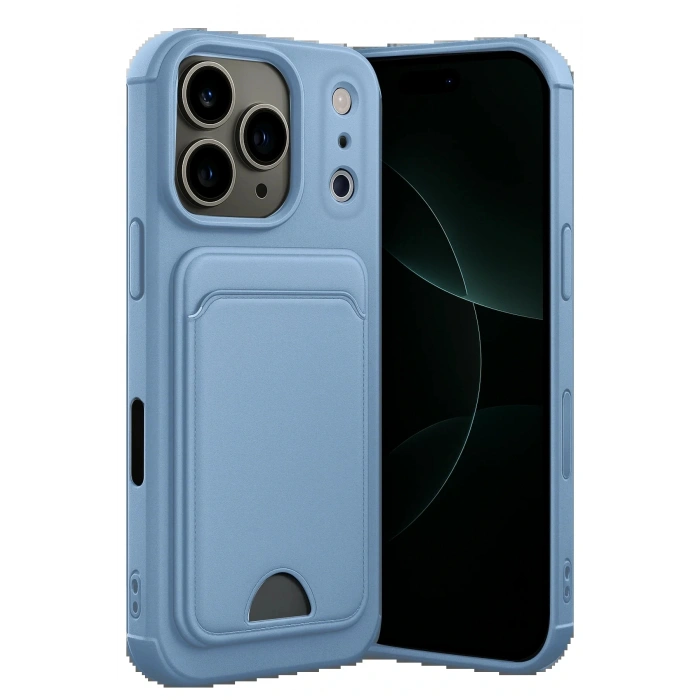 Apple iPhone 17 Pro Max Kelvin Kartvizitli Silikon - Mavi