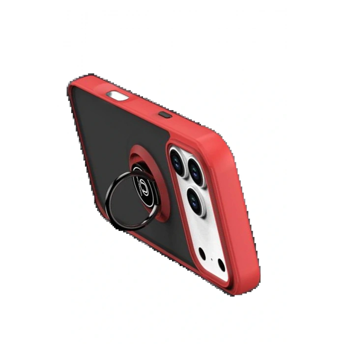 Apple iPhone 17 Pro Max Montreal Yüzüklü Silikon Kapak - Kırmızı
