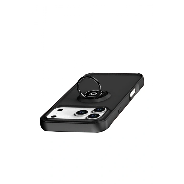 Apple iPhone 17 Pro Max Montreal Yüzüklü Silikon Kapak - Siyah