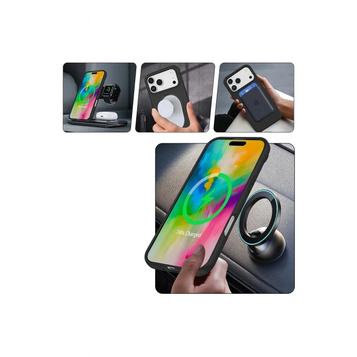 Apple iPhone 17 Pro Max Regal Magsafe Standlı Kapak - Lacivert