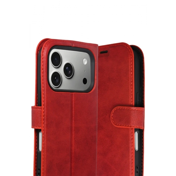 Apple iPhone 17 Pro Max Trend S Plus Kapaklı Kılıf - Kırmızı