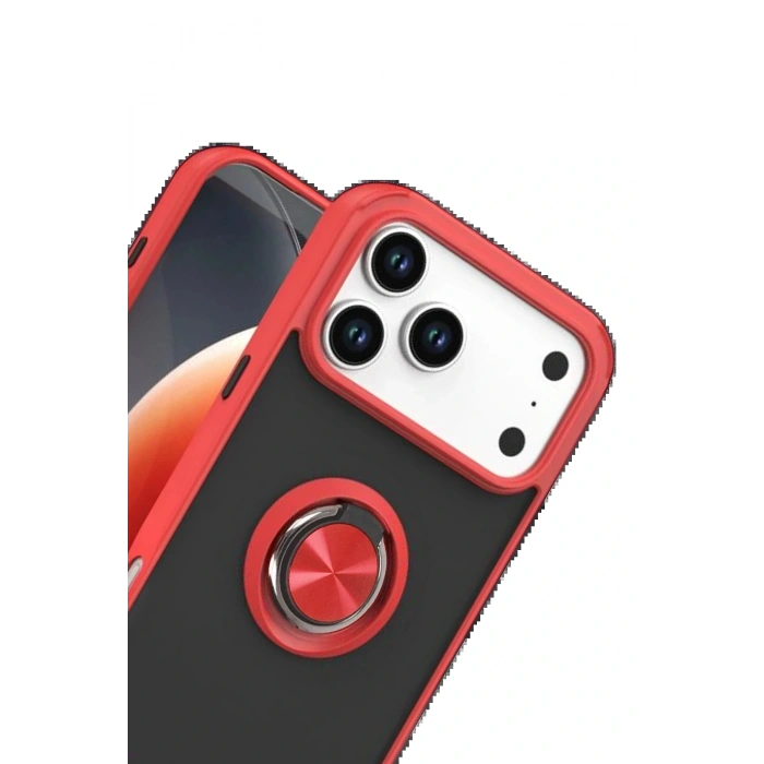 Apple iPhone 17 Pro Montreal Yüzüklü Silikon Kapak - Kırmızı