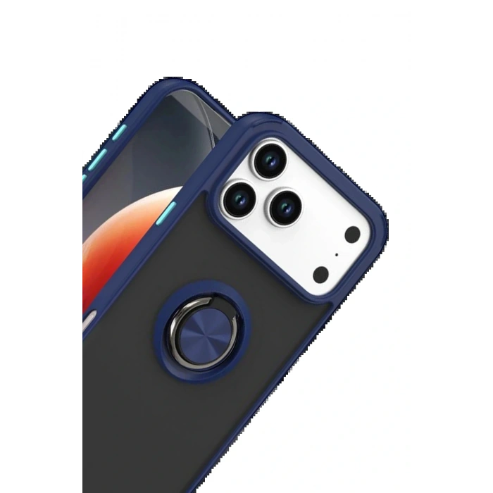 Apple iPhone 17 Pro Montreal Yüzüklü Silikon Kapak - Lacivert