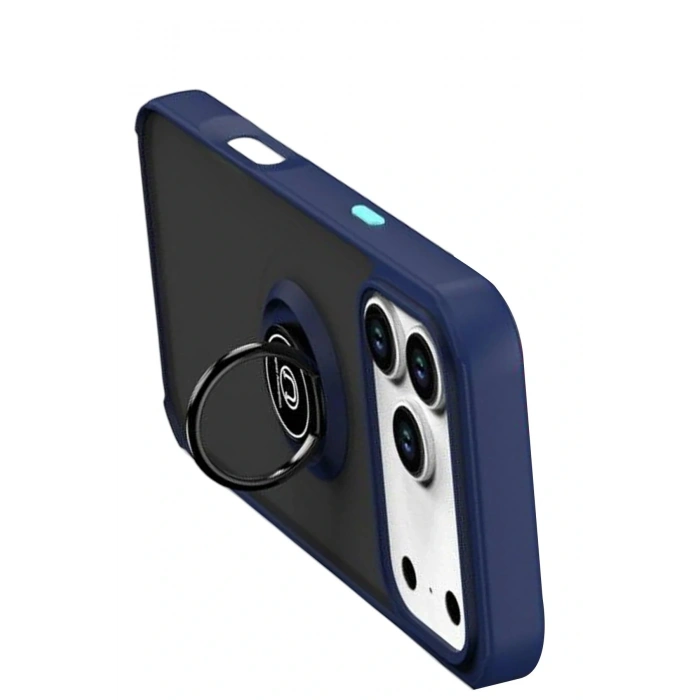 Apple iPhone 17 Pro Montreal Yüzüklü Silikon Kapak - Lacivert