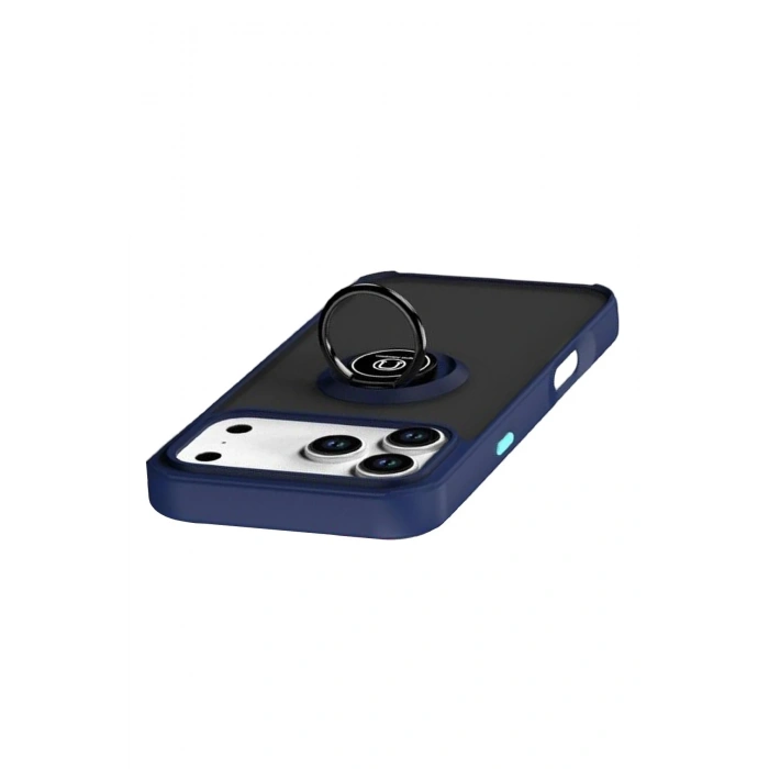 Apple iPhone 17 Pro Montreal Yüzüklü Silikon Kapak - Lacivert