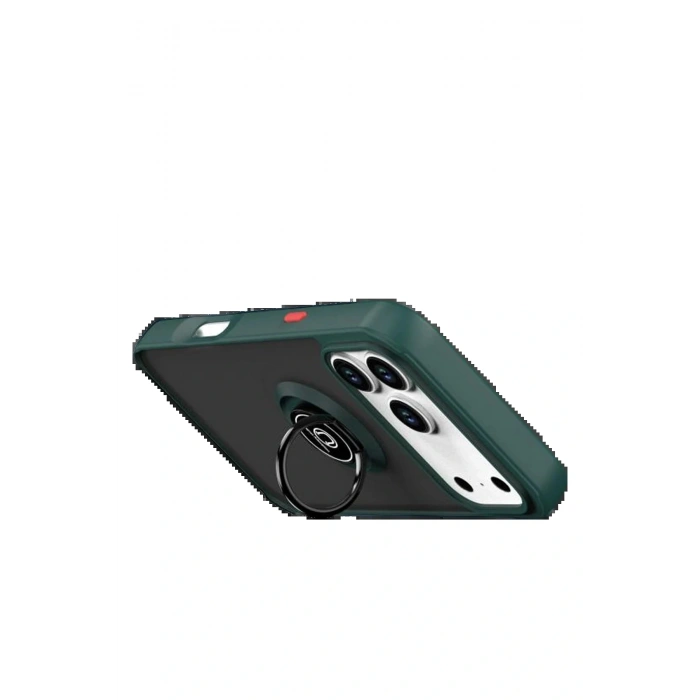 Apple iPhone 17 Pro Montreal Yüzüklü Silikon Kapak - Yeşil