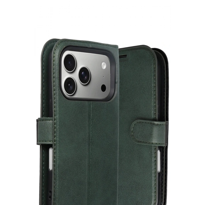 Apple iPhone 17 Pro Trend S Plus Kapaklı Kılıf - Yeşil