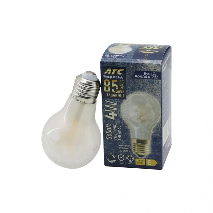 Atc-a60-ss Vintage Sosoft Filament 4w Led Ampul Lamba E27 Kırılmaz Plastik Cam 400 Lümen 2200k 25.000 Saat (4172)