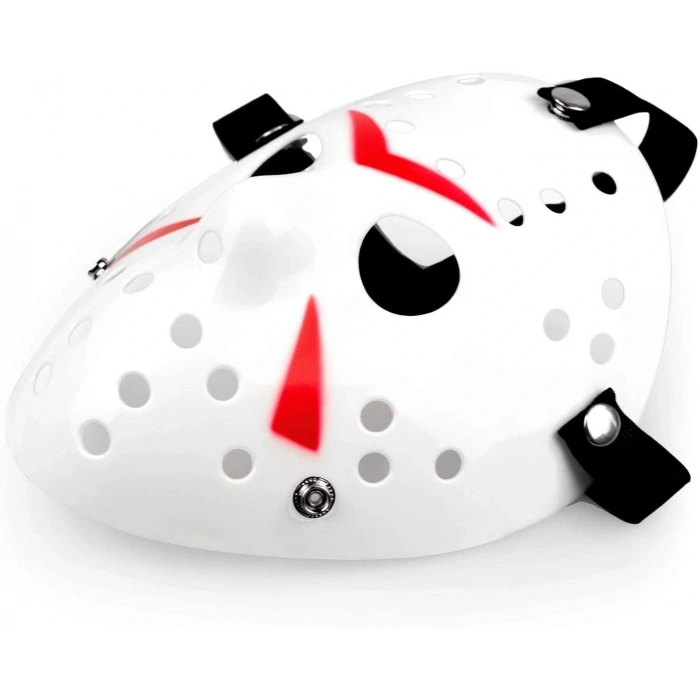 Beyaz Renk Kırmızı Çizgili Tam Yüz Hokey Jason Maskesi Hannibal Maskesi (4172)