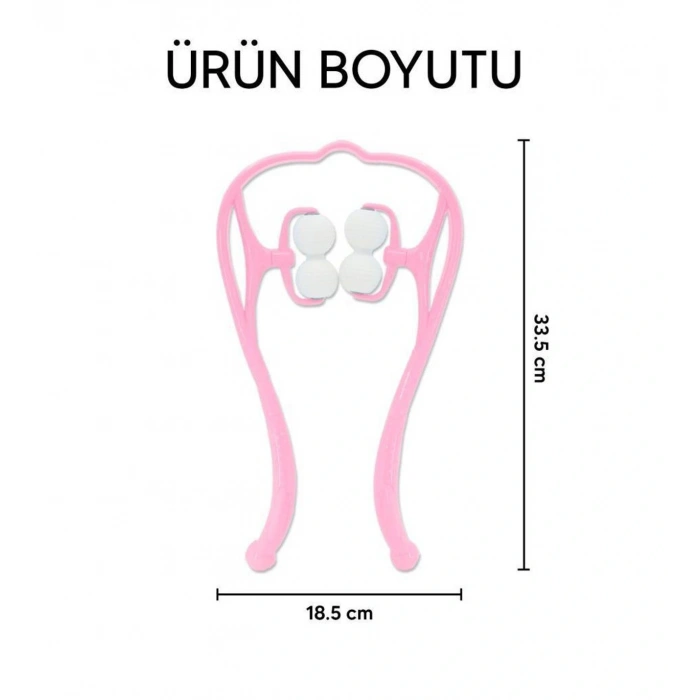 Boyun Bacak Ayak Bel Masaj Aleti Çok Fonksiyonlu Manuel 4 Tekerlekli - Pembe