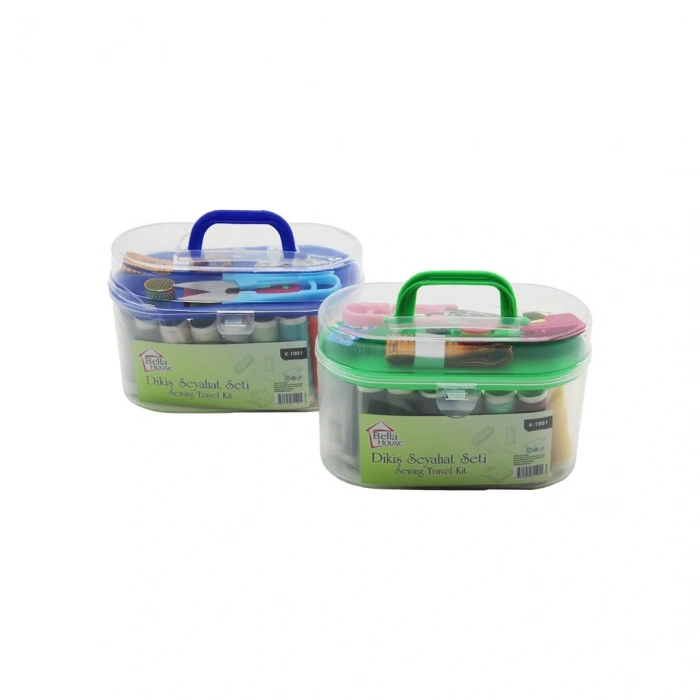 Büyük Çantalı Dikiş Seti İplik - Mezura - Tekstil Makası - İğne - Yüzük (4172)