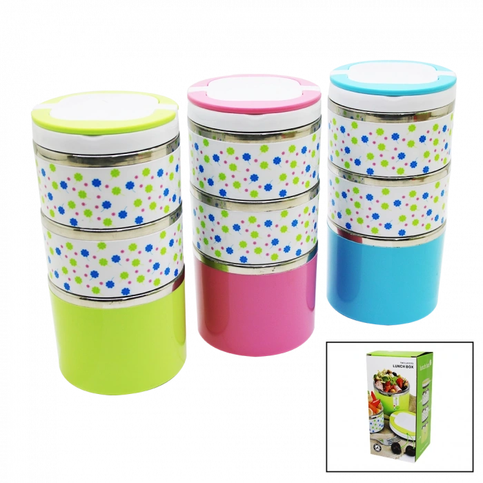 Çiçekli 3lü Sefer Tası - Saklama Kabı Renkli 1.26lt (4172)