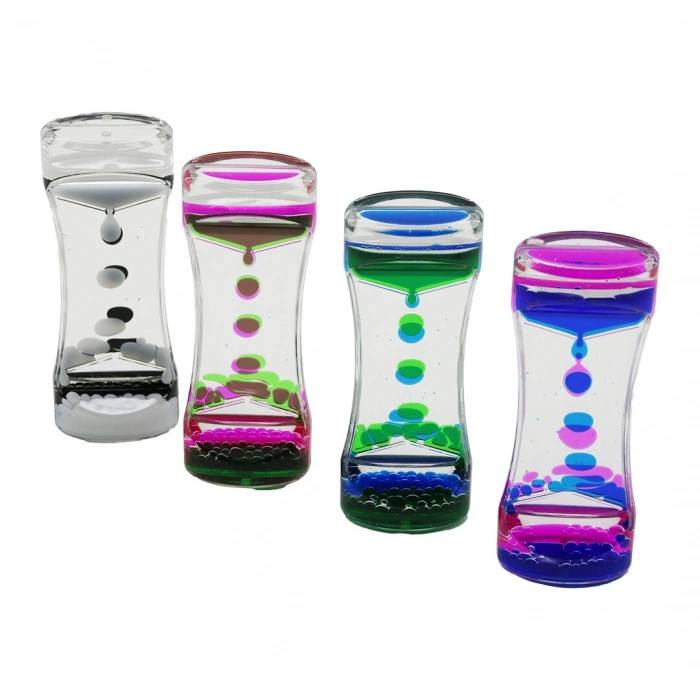 Çift Renk Su Çift Katlı Dar Şişe Model  Sulu Kum Saati Mika Akrilik Plastik 13.7 X 5.2 X 3.3cm (4172)