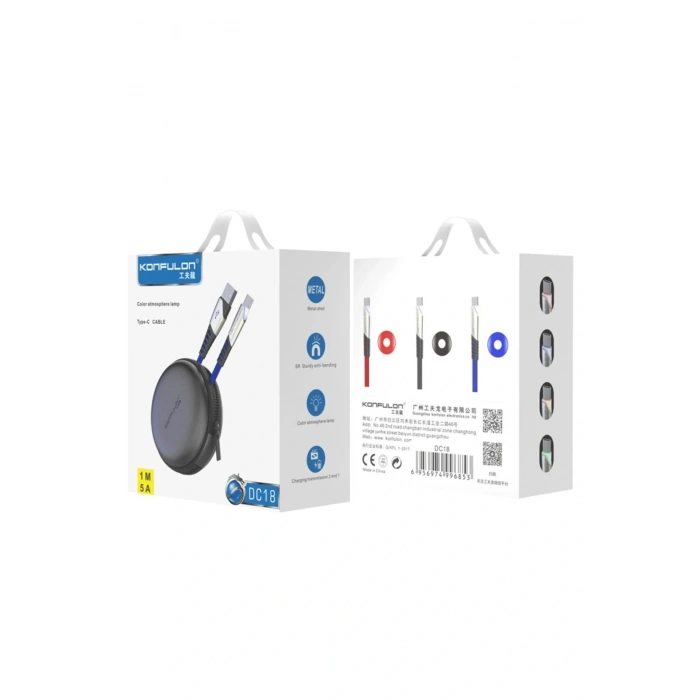 DC18 Type-C Kablo 1M 5A - Mavi