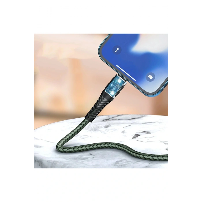 DC33 Usb 3.0 to Lightning 1M Tel Örgü 60W Kablo - Gümüş