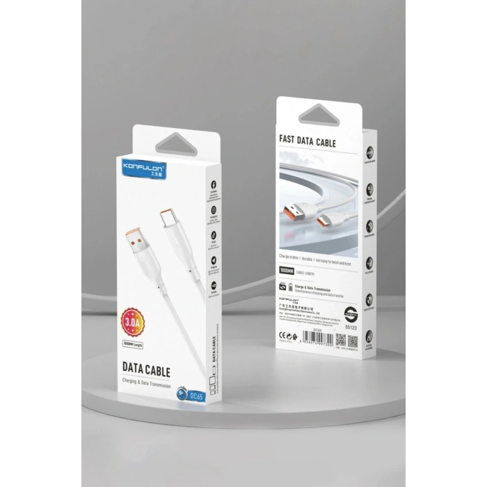DC65 USB to Type-C 1M 3.0A Hızlı Şarj Kablo - Beyaz
