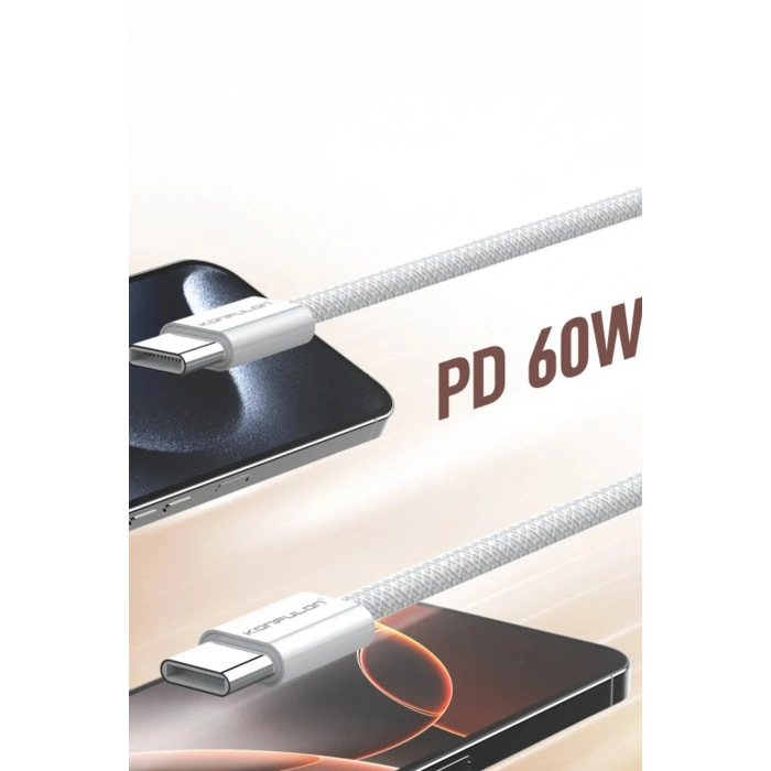 DC82 1M 60W Type-C to Type-C PD Hızlı Şarj Kablo - Beyaz