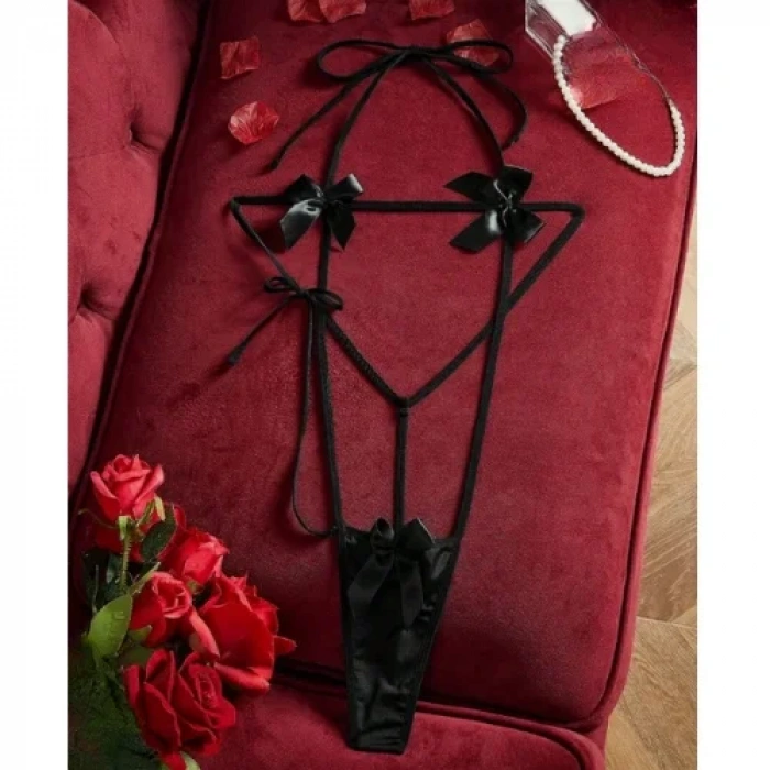 Fantezi Fiyonklu Lastik Gecelik (eldivensiz)