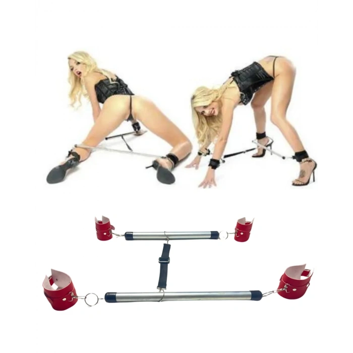 Fantezi Kırmızı Deri Seksi Borulu Yatak Kelepçesi