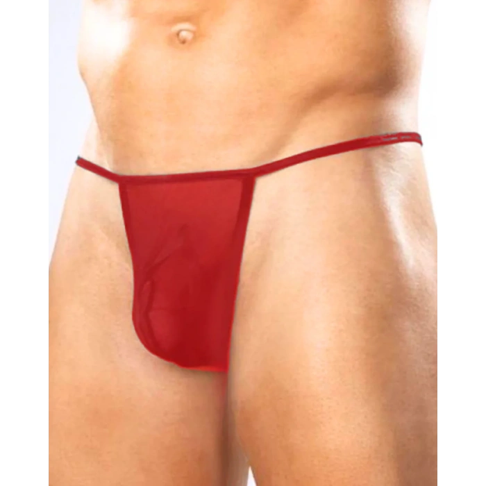 Fantezi Kırmızı Transparan Seksi Tül Erkek String