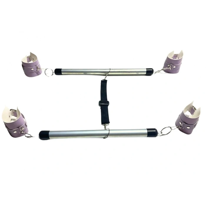 Fantezi Lila Deri Seksi Borulu Yatak Kelepçesi