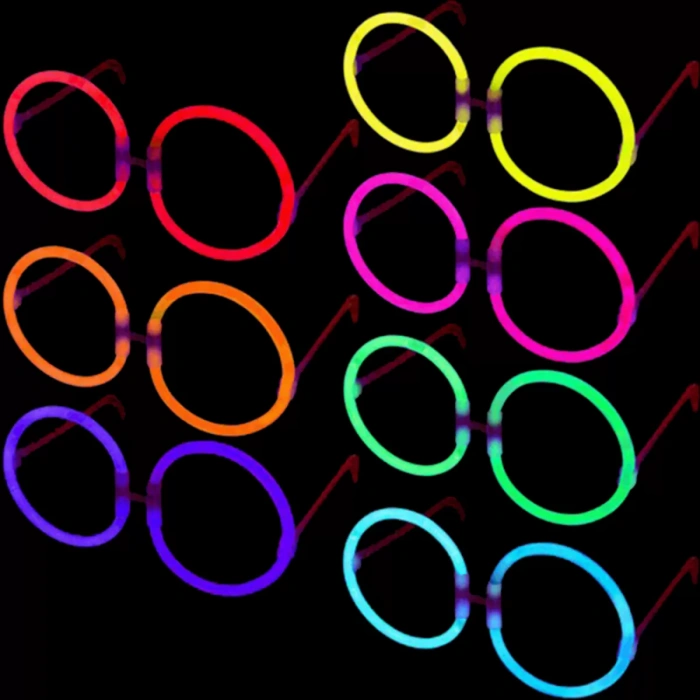 Glow Stick Parti Gözlüğü Glow Partisi Yuvarlak Şekilli Fosforlu Gözlük 6 Adet (4172)