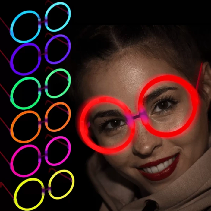 Glow Stick Parti Gözlüğü Glow Partisi Yuvarlak Şekilli Fosforlu Gözlük 6 Adet (4172)