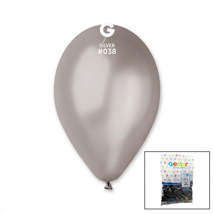 Gm-110-38 Metalik - Gümüş Balon 11&apos;&apos; - 28cm - 100 Parça (4172)