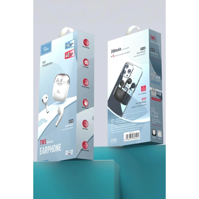 GT12 Kablosuz Airpods Kulaklık - Beyaz
