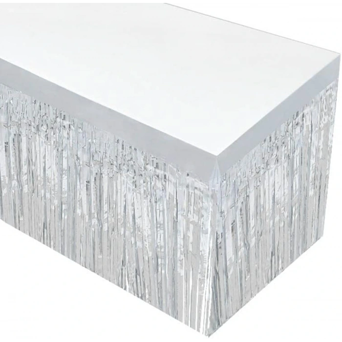 Gümüş Metalize Masa Eteği 275x75 Cm – Kendinden Yapışkanlı (4172)