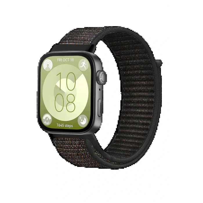 Huawei Fit 4 Hasırlı Cırtcırtlı Kordon - Siyah