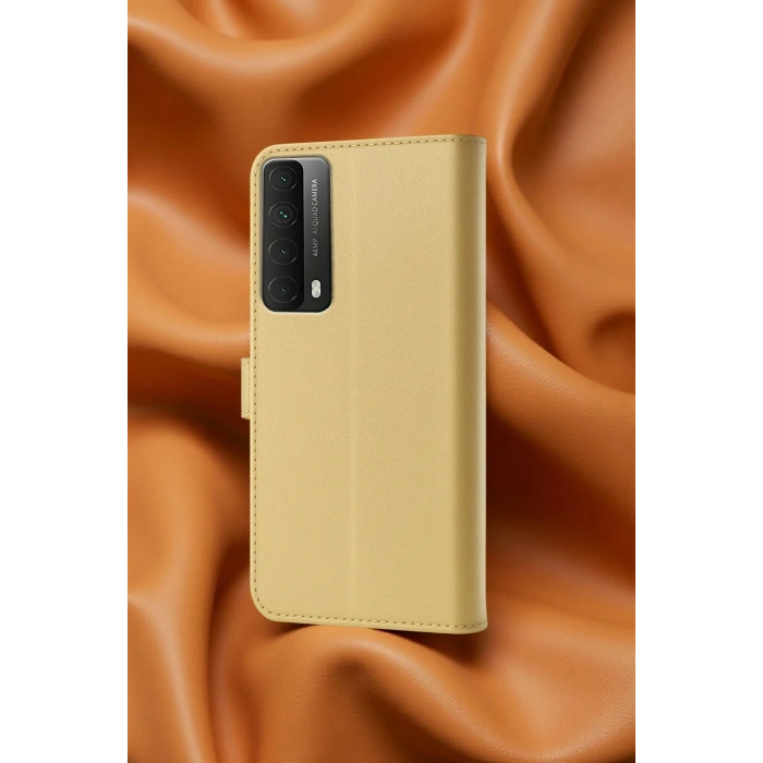 Huawei P Smart 2021 Kılıf Trend S Plus Kapaklı Kılıf - Gold