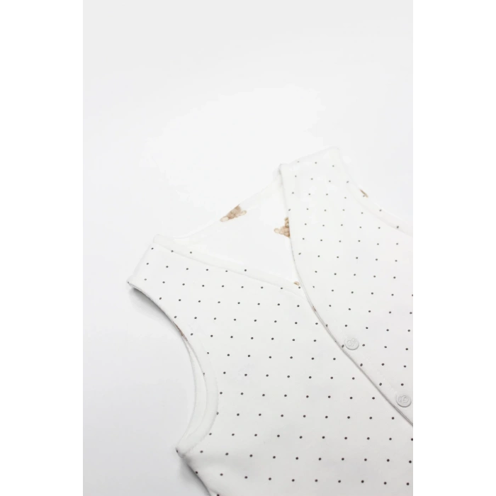 I Am So Bear Çift Taraflı Bebe Yelek 18103 Bej Ekru