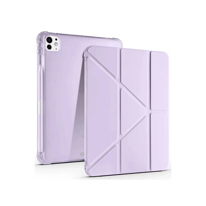 iPad Air 13 (2024) Kılıf Kalemlikli Mars Tablet Kılıfı - Lila