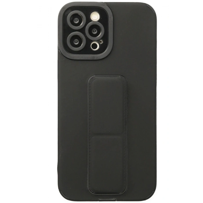 iPhone 12 Pro Kılıf Mega Standlı Silikon - Siyah