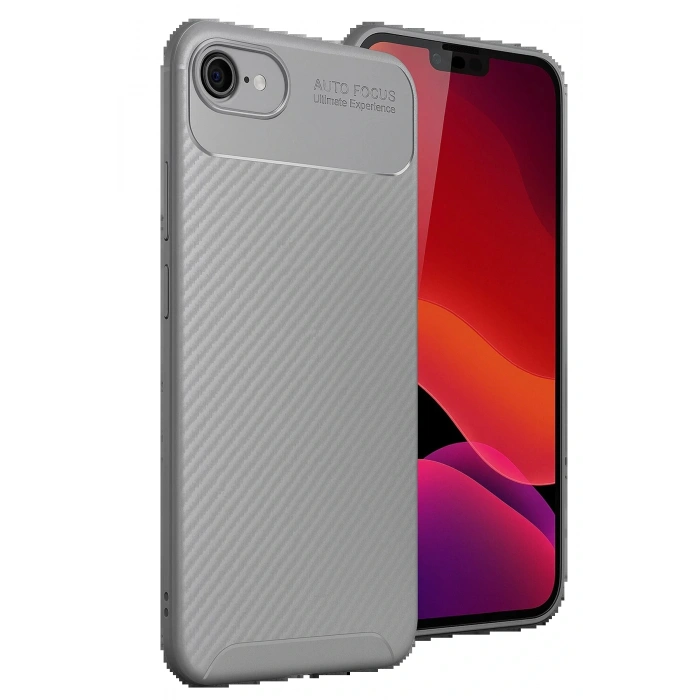 iPhone 16E Kılıf Auto Focus Karbon Kapak - Gri