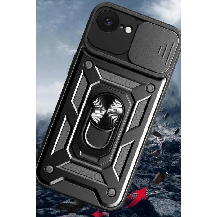 iPhone 16E Kılıf Pars Lens Yüzüklü Silikon - Yeşil