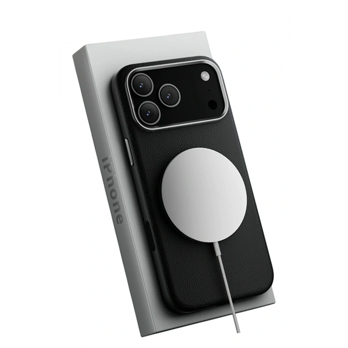 iPhone 17 Pro Max Wonder Deri Magsafe Kapak - Siyah