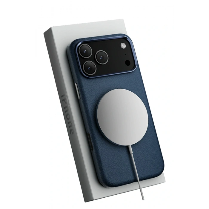iPhone 17 Pro Wonder Deri Magsafe Kapak - Lacivert