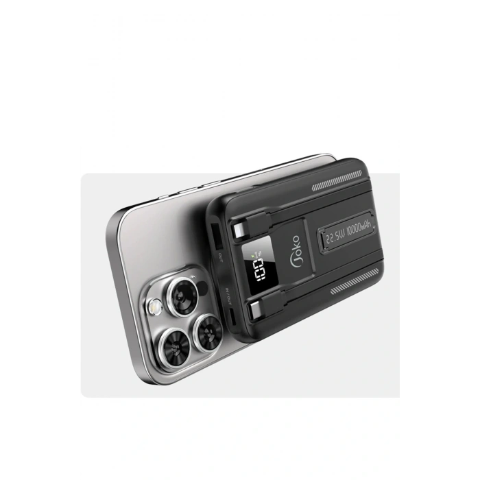 J39 10.000 mAh 20W PD Dahili Kablolu Magsafe Powerbank - Siyah