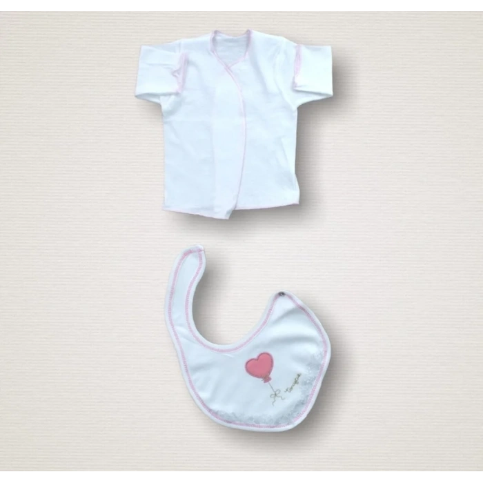 Kalpli Uçan Balon Nakışlı  10lu Zıbın Takımı Hastane Çıkışı Ekru