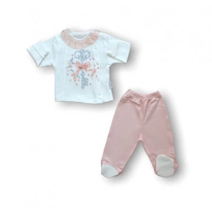 Kanaviçe Nakışlı  5li Zıbın Takımı Hastane Çıkışı Pudra