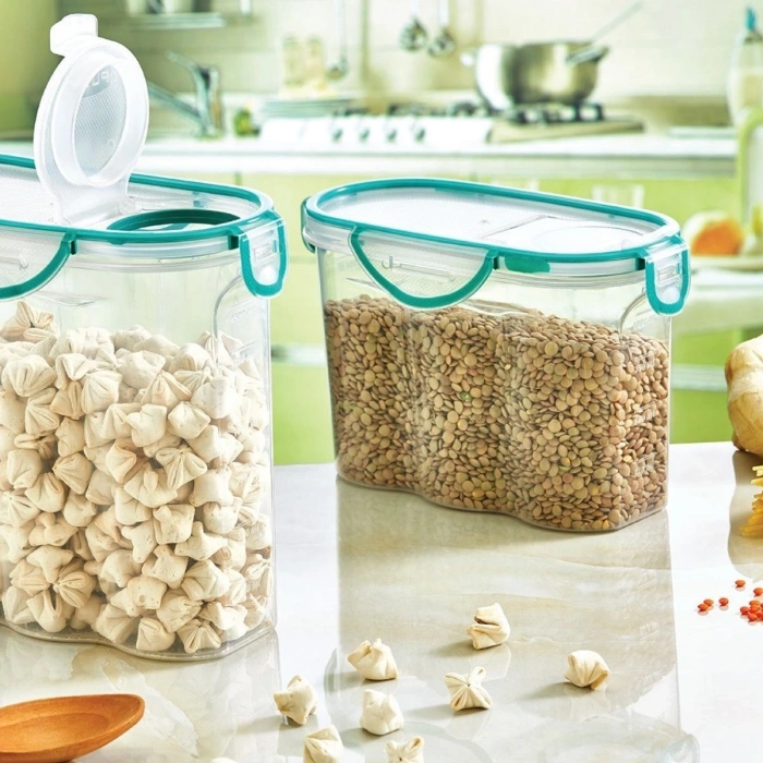 Kilitli Kapaklı Contalı Hava,su Sıvı Geçirmez 1,2 Litre Erzak Saklama Kabı-sa580 (4172)