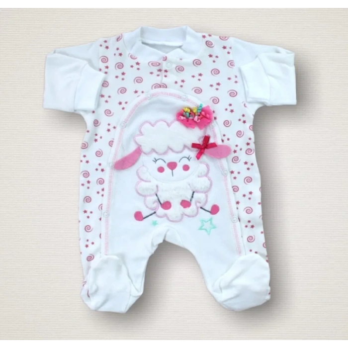 Kıvırcık Kuzu Nakışlı  10lu Zıbın Takımı Hastane Çıkışı Ekru