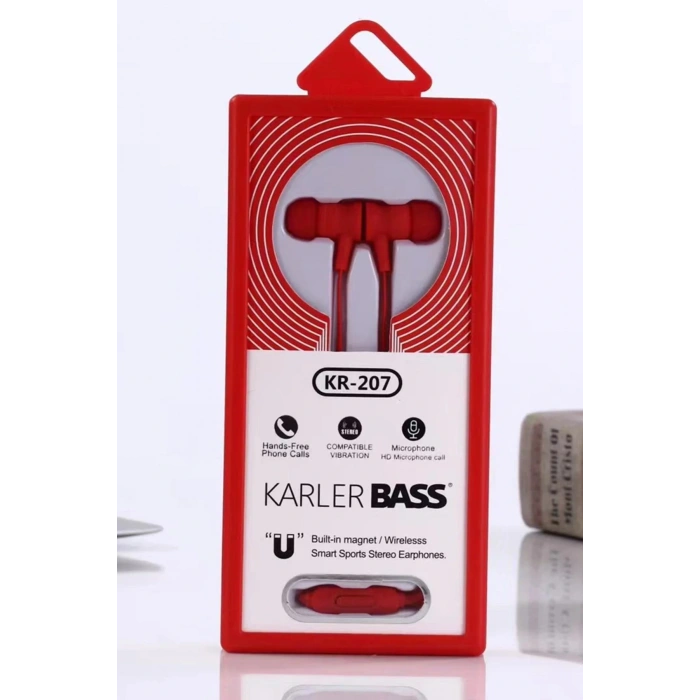 KR-207 Mıknatıslı Kablolu Kulaklık - Kırmızı