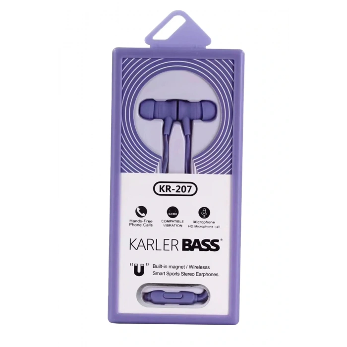KR-207 Mıknatıslı Kablolu Kulaklık - Mor