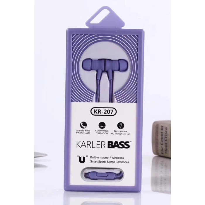 KR-207 Mıknatıslı Kablolu Kulaklık - Mor