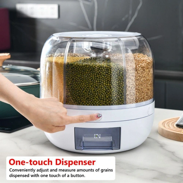 Kuru Gıda Ve Bakliyat Organizeri 360° Dönebilen 6 Bölmeli Ayrıştırıcılı Hava Geçirmez (4172)