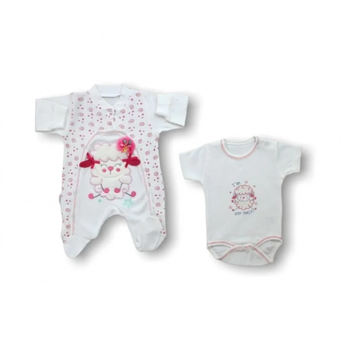 Kuzucuk Nakışlı  5li Zıbın Takımı Hastane Çıkışı Ekru